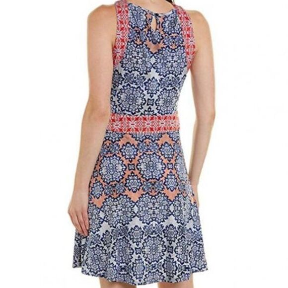 BCBGMAXAZRIA Nadia Multicolor Criss-Cross Fit and Flare Dress Size Small - Picture 15 of 15